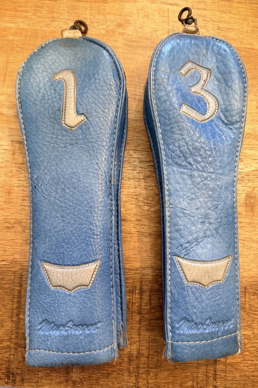 Vintage Mcgregor One And Three Wood 1 3 Covers Light Blue With Gray Writing